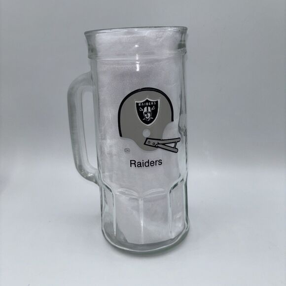 Vtg Oakland Raiders Football Glass 7" Beer Mug Handle-20oz-Replacement Bar - Picture 1 of 7